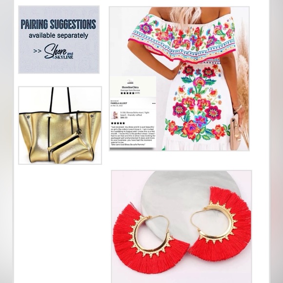 Boho Blanca resort onepiece swimsuit & maxi cover-up skirt white red blue floral - Picture 9 of 16